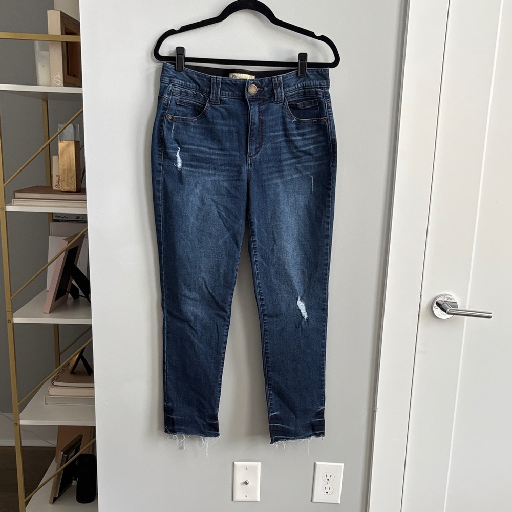 Democracy “Ab Technology” Distressed Dark Blue Skinny Jeans